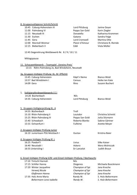 Zeiteinteilung RFV Neustadt in Sonnefeld/Bieberbach – 27. Oktober ...