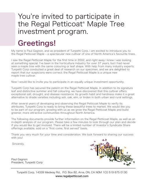 Regal Petticoat Maple Information