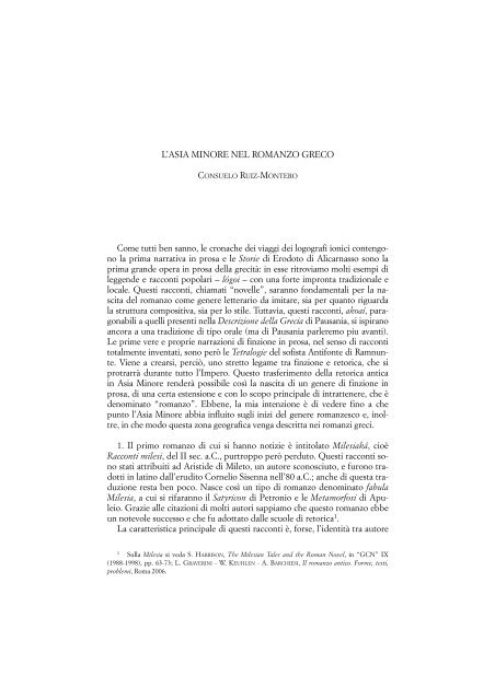 L'Asia Minore nel romanzo greco - Fondazione Niccolò Canussio