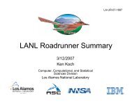 LANL Roadrunner Summary - Los Alamos National Laboratory