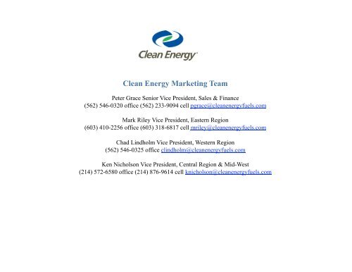 Download Organizational Chart - Clean Energy Fuels