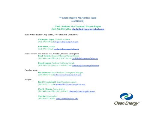 Download Organizational Chart - Clean Energy Fuels