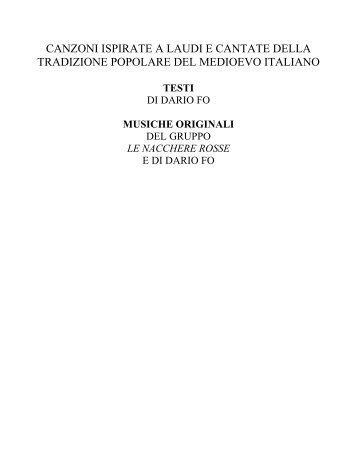 canzoni ispirate a laudi e cantate della tradizione popolare del ...