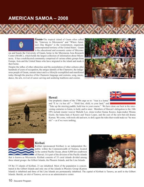 10th Festival of Pacific Arts - American Samoa Information