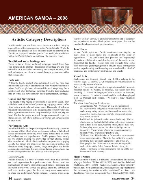 10th Festival of Pacific Arts - American Samoa Information