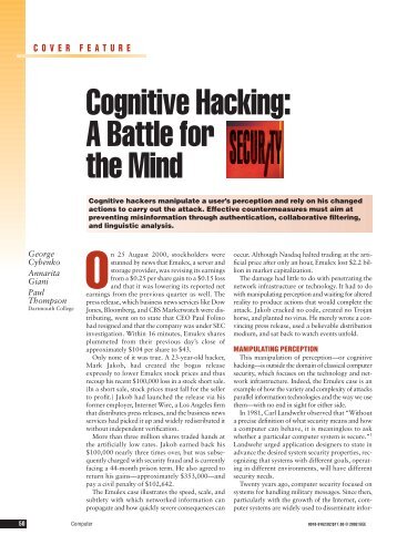 Cognitive Hacking - Institute for Security Technology Studies (ISTS ...