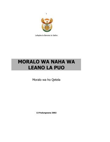 MORALO WA NAHA WA LEANO LA PUO - SAPS