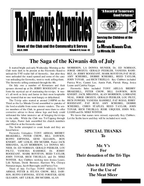 The Saga of the Kiwanis 4th of July - Kiwanis La Mirada