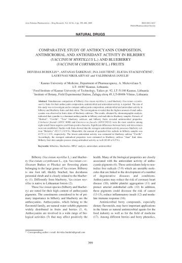 Comparative study of anthocyanin composition, antimicrobial