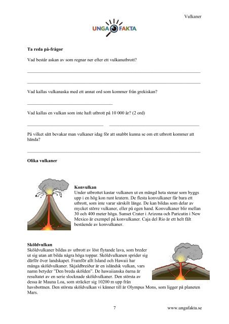 Vulkaner – arbetsmaterial - Unga Fakta