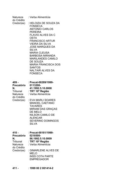 Lista geral de precatórios - TJDFT