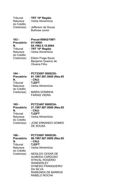 Lista geral de precatórios - TJDFT