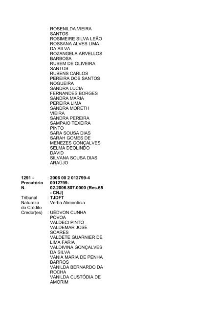 Lista geral de precatórios - TJDFT