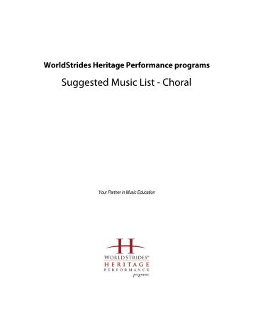 Suggested Music List - Choral - WorldStrides Heritage Performance