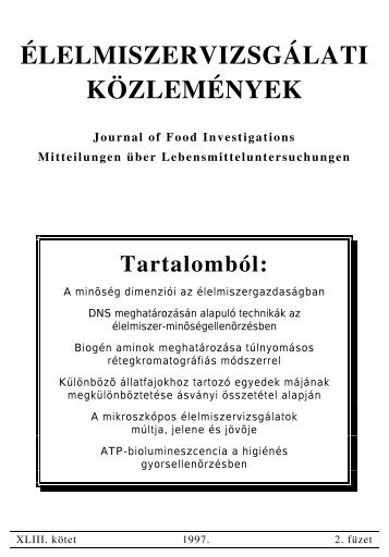 ÉLELMISZERVIZSGÁLATI KÖZLEMÉNYEK - EOQ MNB