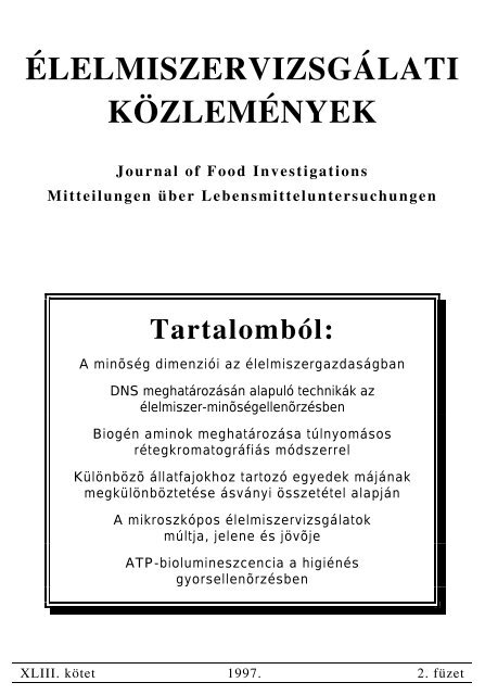 ÉLELMISZERVIZSGÁLATI KÖZLEMÉNYEK - EOQ MNB