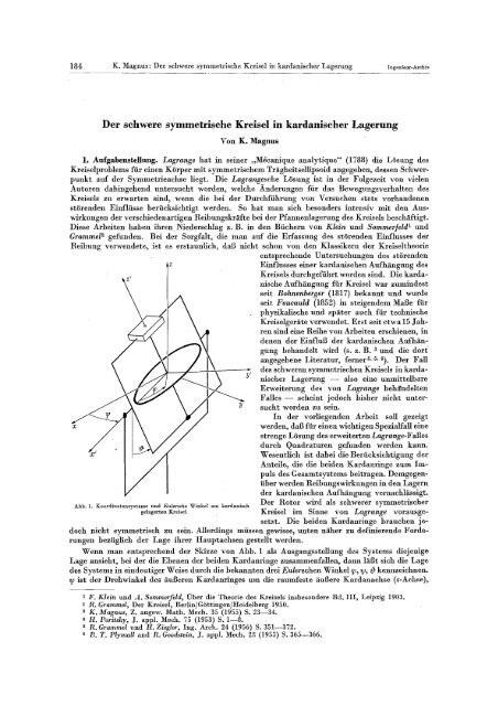 Der schwere symmetrische Kreisel in kardanischer Lagerung