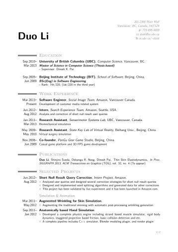 Resume - UBC Department of Computer Science - University of ...