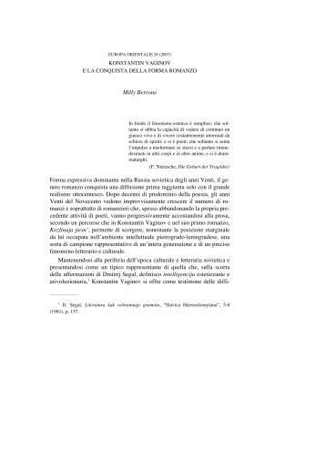 Milly Berrone Forma espressiva dominante ... - Europaorientalis.It