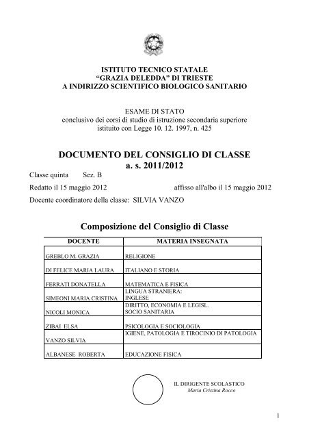 DOCUMENTO 15 MAGGIO 2012 5B X SITO - Trieste