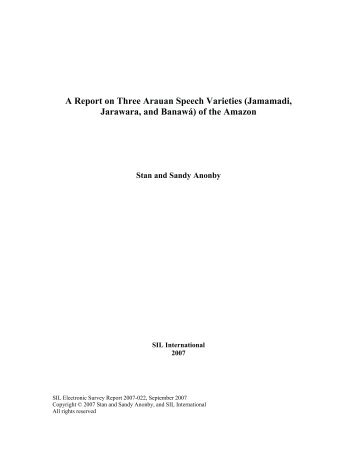 A Report on Three Arauan Speech Varieties ... - SIL International