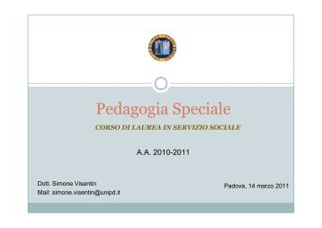 Pedagogia Speciale - Scienze della Formazione