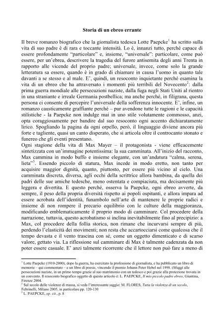 Storia di un ebreo errante - Provincia di Pesaro e Urbino