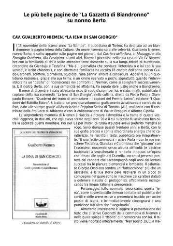 Le più belle pagine de “La Gazzetta di Biandronno” su nonno Berto