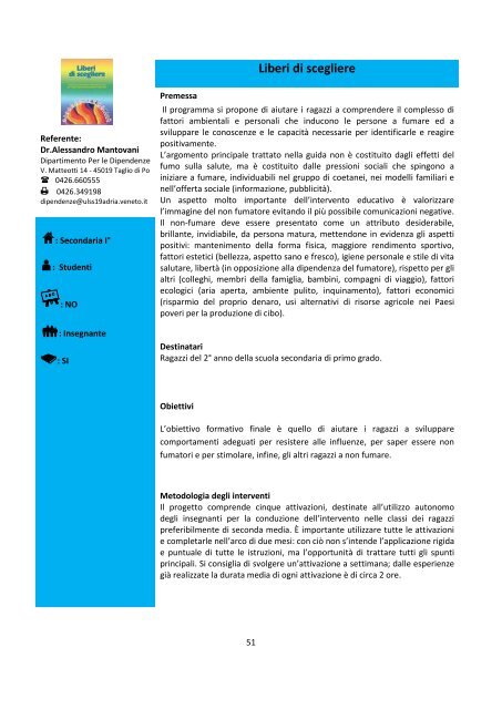 Progetti Dipendenze A.S. 12-13 - Azienda ULSS 19