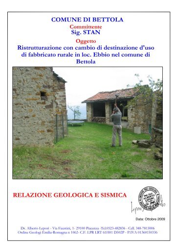 RELAZIONE GEOLOGICA E SISMICA COMUNE DI ... - Lepori Alberto