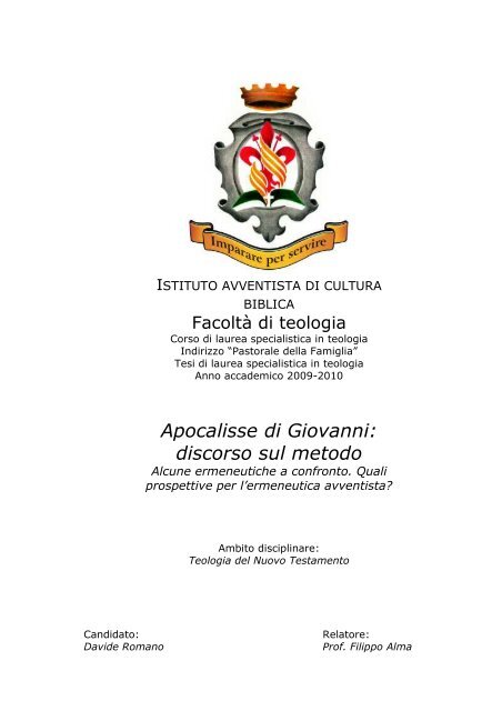 Apocalisse di Giovanni - Istituto Avventista di Cultura Biblica