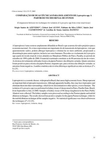 4.Comparaision between two techniques for isolation of Leptospira ...