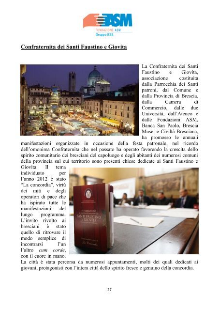 Relazione selle attività 2011/2012 - Fondazione ASM