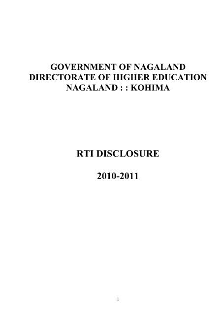 RTI Disclosure 2010-2011 - Higher Education Department