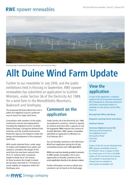 Allt Duine Wind Farm Issue 2 March 2011. - RWE