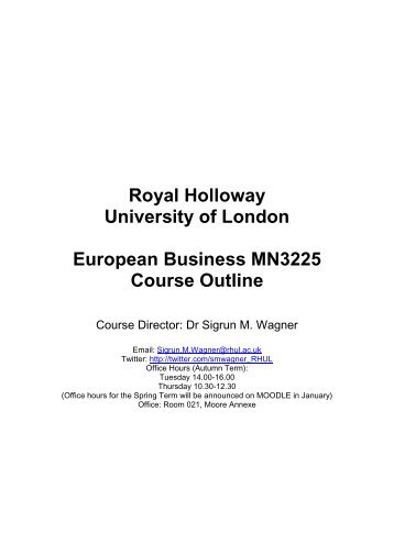 MN3225 Course Outline 2012 - Royal Holloway, University of London