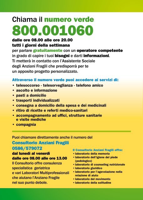 Opuscolo Informativo Anziani Fragili - Comune di Livorno