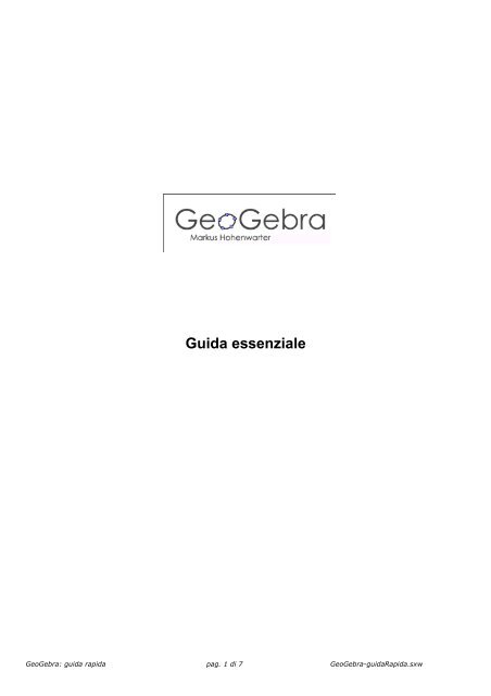 GeoGebra: guida rapida - elibero.altervista.org.