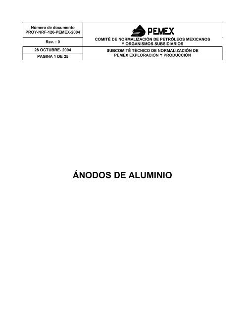 ÁNODOS DE ALUMINIO - PEMEX.com