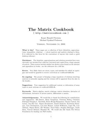 The Matrix Cookbook - Orion.uwaterloo.ca