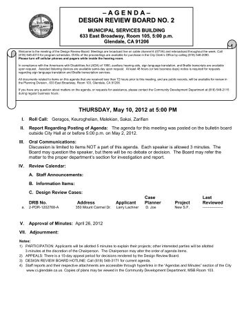 – A G E N D A – DESIGN REVIEW BOARD NO. 2 - City of Glendale