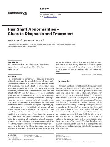 Hair Shaft Abnormalities – Clues to Diagnosis and Treatment