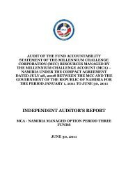 MCA Namibia Audit Report June 2011 - Millennium Challenge ...