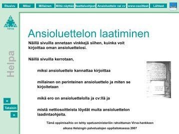 Ansioluettelon laatiminen - Verkkohelpa