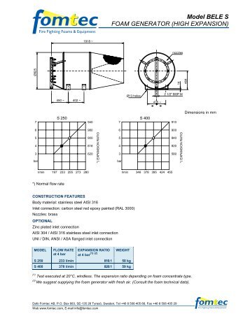 Model BELE S FOAM GENERATOR (HIGH ... - Dafo Fomtec AB