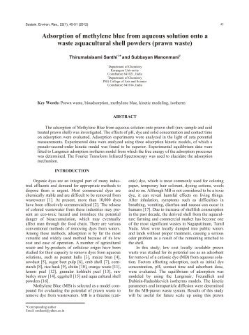 Adsorption of methylene blue from aqueous solution onto a ... - SER