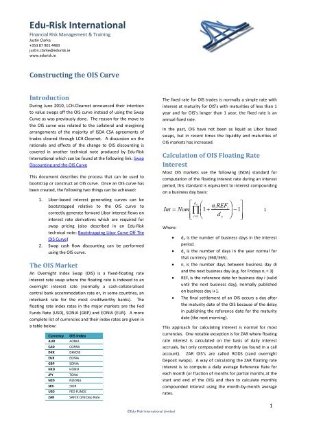 Constructing the OIS Curve - Edu Risk Home Page