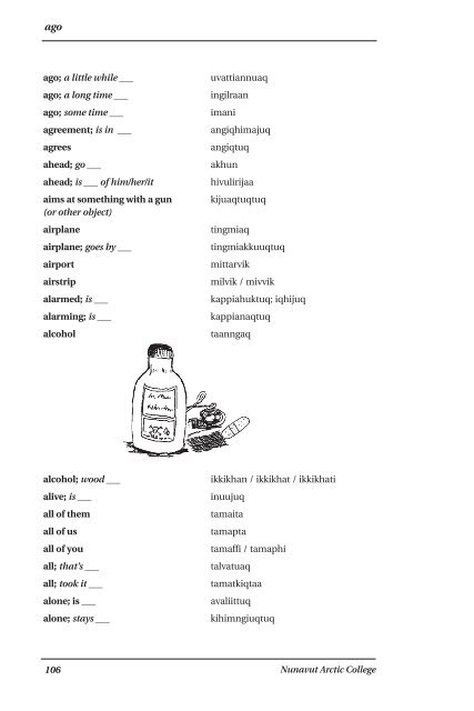 Inuinnaqtun\English Dictionary by Nunavut Arctic College (NAC)