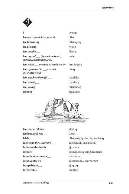 Inuinnaqtun\English Dictionary by Nunavut Arctic College (NAC)