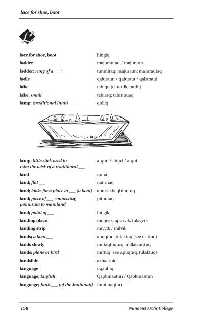 Inuinnaqtun\English Dictionary by Nunavut Arctic College (NAC)